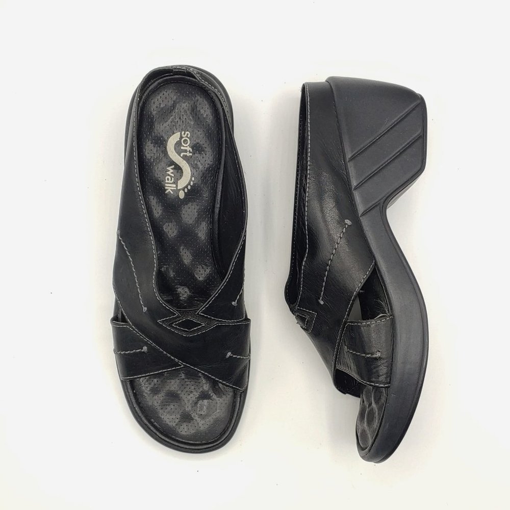Softwalk 8M slip on black leather 2.5" heel